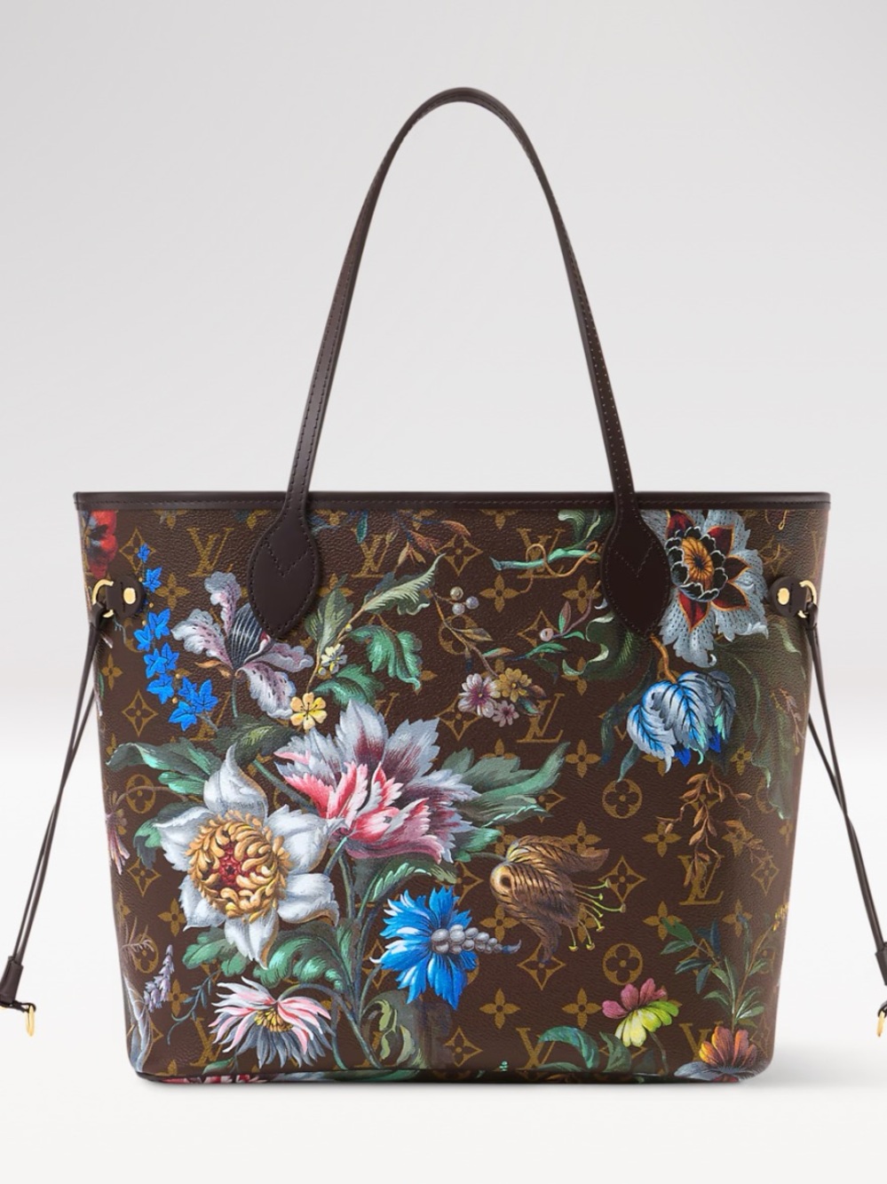 Louis Vuitton Brown Monogram Floral Painted Neverfull Tote - Picture 3 of 3